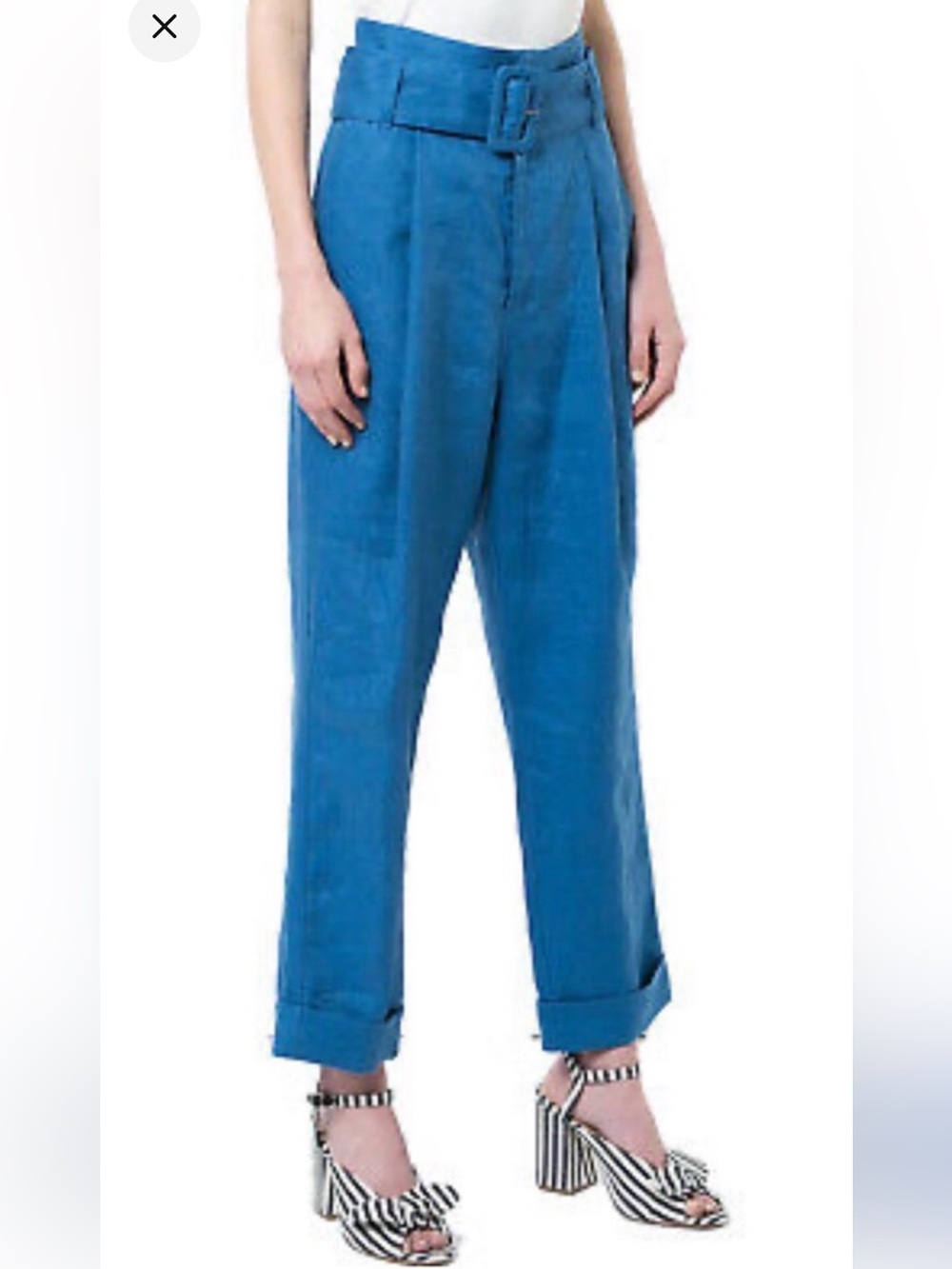 SEA New York Gemma Linen Cuffed Crop Women Pants Size 4 Pleated Coastal NO BELT*